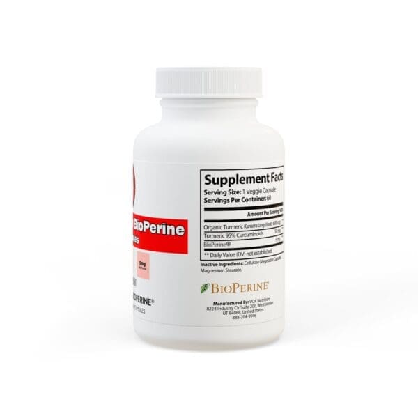 Turmeric with BioPerine® (Black Pepper Fruit Extract) Supplement (60 Capsules) - Image 3