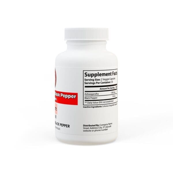 Ashwagandha and Black Pepper Supplement (60 capsules) - Image 3